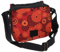 Schultertasche Aus Nepal Mit "Flower Of Life" Druck, Boho Tasche - Schwarz/rot - 20x24x5 Cm -Modebekleidungsgeschäft 51310 11 2133 1359taschen nepal 2022 197