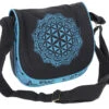 Schultertasche Aus Nepal Mit "Flower Of Life" Druck, Boho Tasche - Schwarz/türkis - 20x24x5 Cm -Modebekleidungsgeschäft 51311 11 2133 1359taschen nepal 2022 189