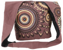 Bestickte Boho Tasche, Schulterbeutel Mit Mandala, Nepalbeutel - Braun - 40x35x14 Cm