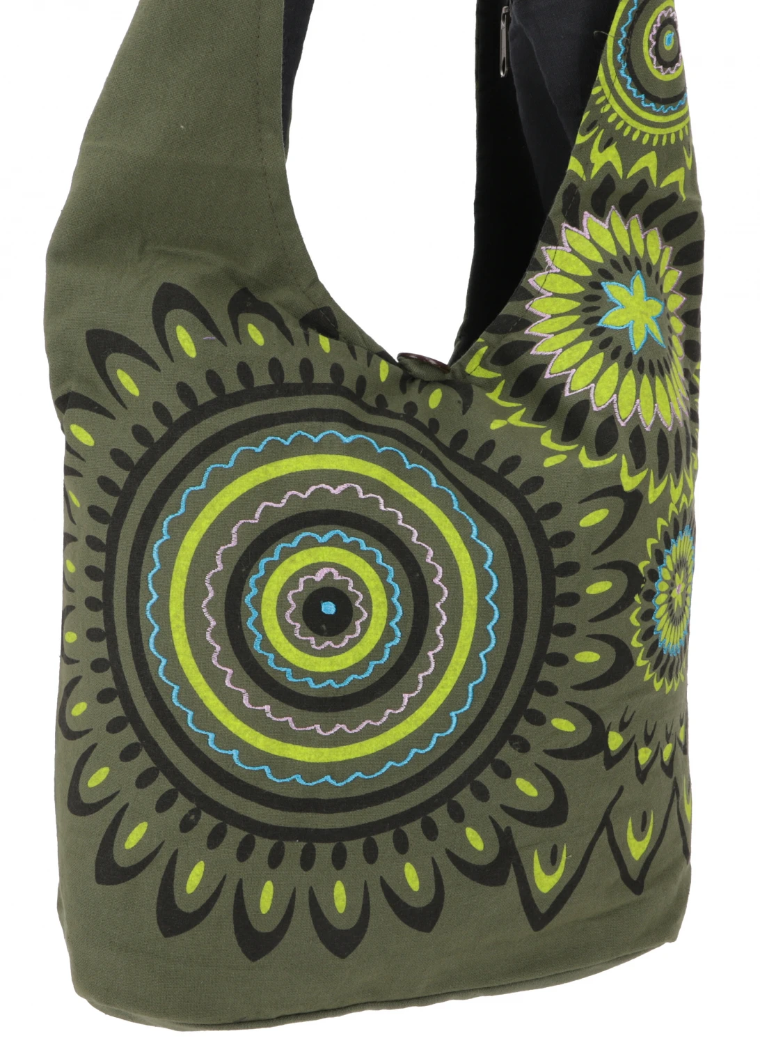 Bestickte Boho Tasche, Schulterbeutel Mit Mandala, Nepalbeutel - Olivgrün - 40x35x14 Cm 4 Bestickte Boho Tasche, Schulterbeutel Mit Mandala, Nepalbeutel - Olivgrün - 40x35x14 Cm – Bild 2