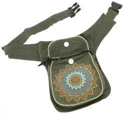 Stoff Sidebag &amp; Hüfttasche Mandala, Goa Gürteltasche, Bauchtasche Aus Nepal - Olivgrün - 28x20x3 Cm -Modebekleidungsgeschäft 51330 11 2133 1359taschen nepal 2022 54