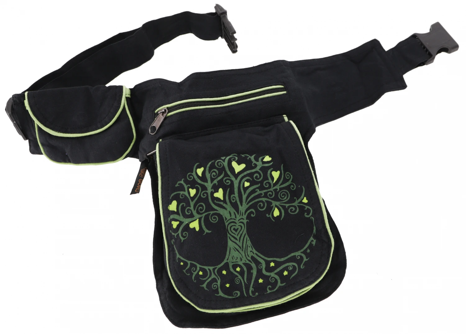 Stoff Sidebag & Hüfttasche, Goa Gürteltasche, Bauchtasche Aus Nepal - Tree Of Life Schwarz/grün - 28x20 Cm 3 Stoff Sidebag & Hüfttasche, Goa Gürteltasche, Bauchtasche Aus Nepal - Tree Of Life Schwarz/grün - 28x20 Cm