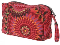 Boho Kosmetiktasche, Kramtäschchen Aus Nepal - Rot - 12x21x6 Cm