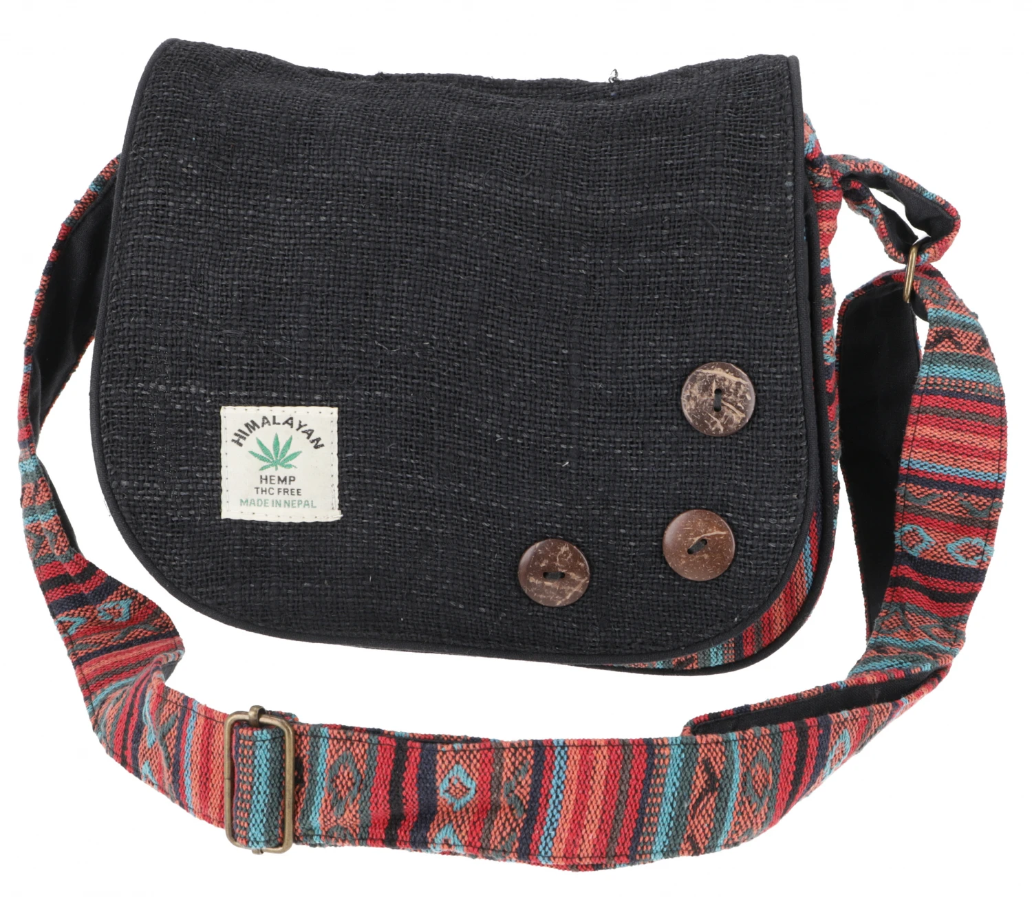 Boho Schultertasche Aus Nepal, Hanf Schultertasche - Schwarz - 20x24x5 Cm 4 Boho Schultertasche Aus Nepal, Hanf Schultertasche - Schwarz - 20x24x5 Cm – Bild 2