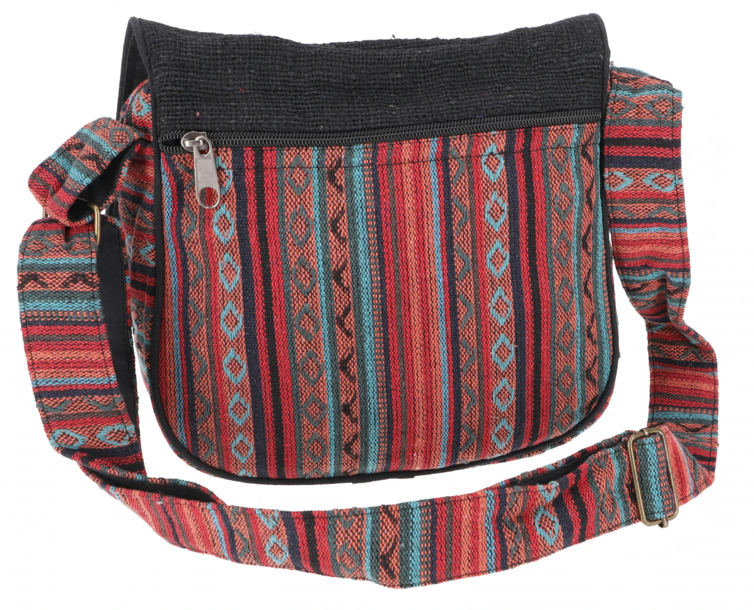 Boho Schultertasche Aus Nepal, Hanf Schultertasche - Schwarz - 20x24x5 Cm 5 Boho Schultertasche Aus Nepal, Hanf Schultertasche - Schwarz - 20x24x5 Cm – Bild 3