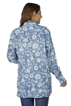 Handbedrucktes Boho Langarmhemd, Luftiges Unisex Hemd - Hellblau -Modebekleidungsgeschäft 51434 3 29 2023403 ago0904