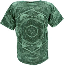 Tibet &amp; Buddhist Art T-Shirt, Flower Of Life Mandala Stonewash T-Shirt - Grün -Modebekleidungsgeschäft 51455 3 29 20234055bhawani 2022 84