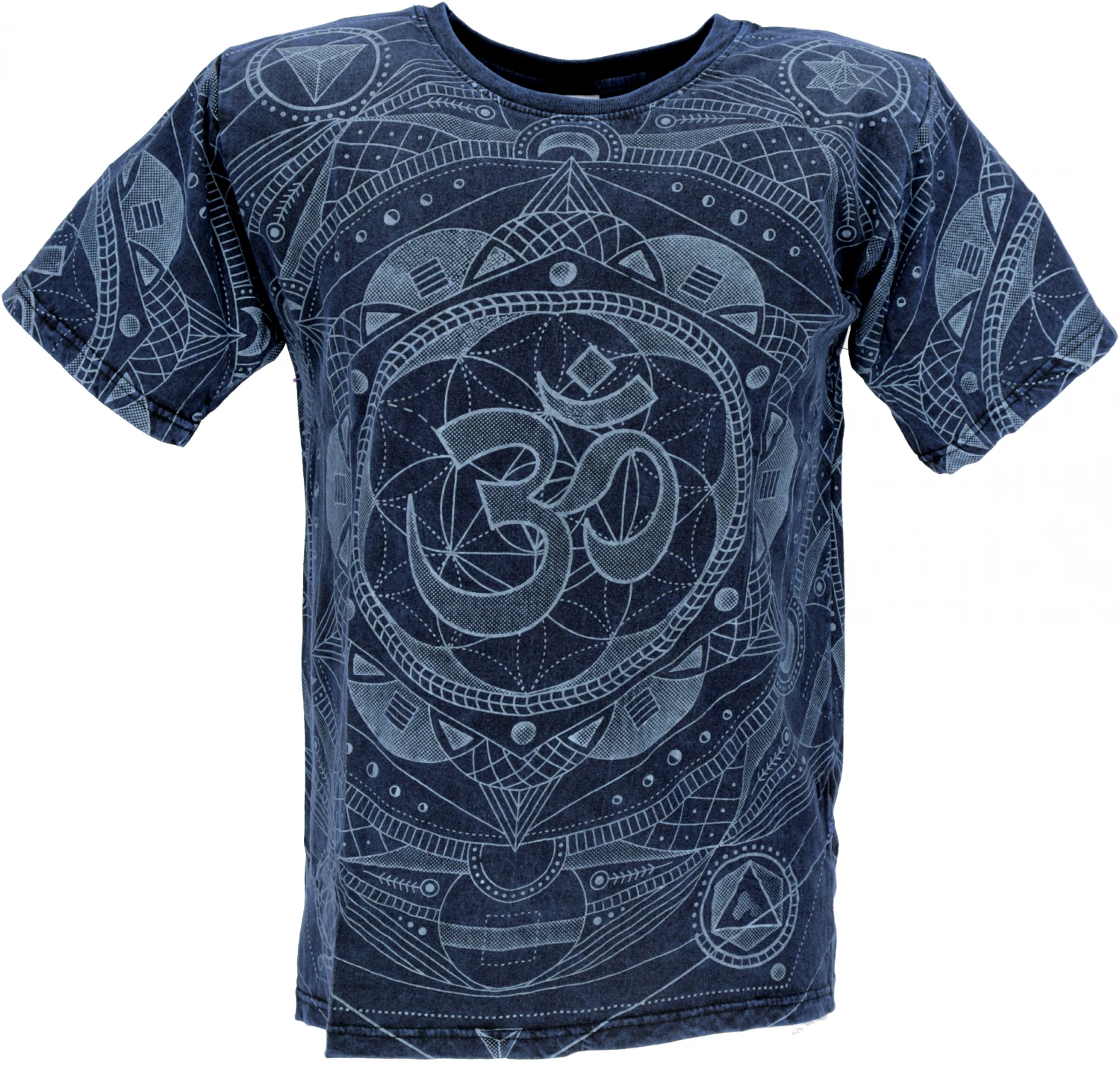 Tibet & Buddhist Art T-Shirt, OM Mandala Stonewash T-Shirt - Dunkelblau 3 Tibet & Buddhist Art T-Shirt, OM Mandala Stonewash T-Shirt - Dunkelblau