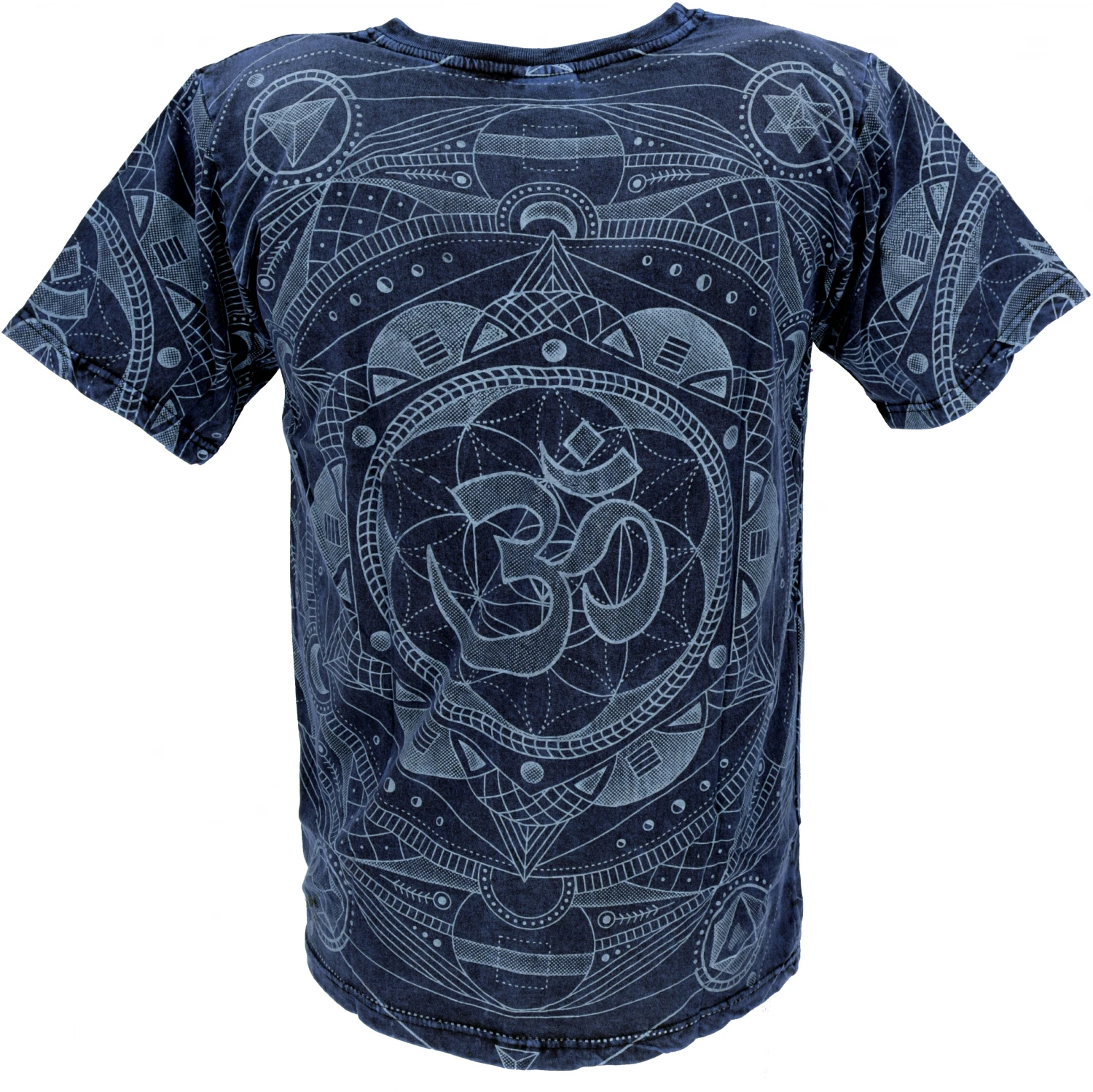 Tibet & Buddhist Art T-Shirt, OM Mandala Stonewash T-Shirt - Dunkelblau 4 Tibet & Buddhist Art T-Shirt, OM Mandala Stonewash T-Shirt - Dunkelblau – Bild 2