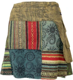 Wickelrock, Kurzer Rock, Cacheur, Stonewasch Patchworkrock - Grün -Modebekleidungsgeschäft 51467 3 th 20234055mt fashion 2022 56