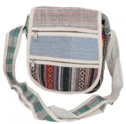 Kleine Hanftasche Schultertasche, Boho Ethnotasche, Goa Tasche - Modell 4 - 24x22x4 Cm