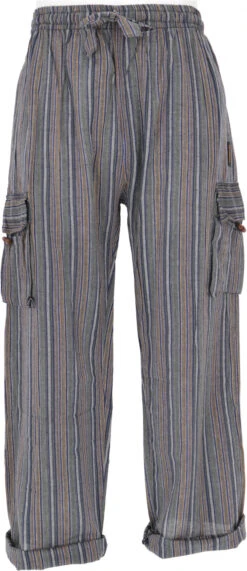 Gestreifte Yogahose, Unisex Baumwoll-Goa-Hose - Blaugrau -Modebekleidungsgeschäft 51734 3 29 20234055guru handicraft 2022 15