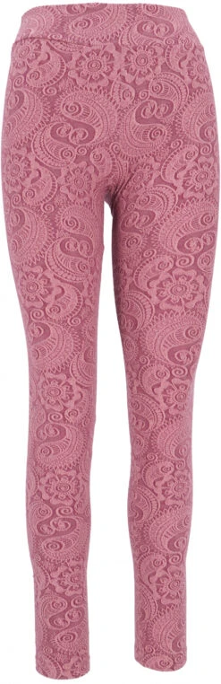 Jaquard Yoga-Hose, Yoga Paisley Leggings Bio-Baumwolle - Altrosa