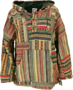 Goa Unisex Kapuzenshirt, Stonewashed Patchwork Baja Hoody - Mustard