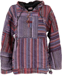 Goa Unisex Kapuzenshirt, Stonewashed Patchwork Baja Hoody - Violett