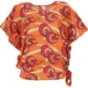 Lockere Sommerbluse Mit Afrikanischem Druck, Luftige Viskosebluse Boho Bluse - Orange -Modebekleidungsgeschäft 51808 11 2133 1359kashi 2022 50