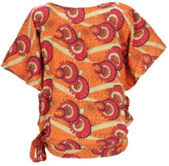 Lockere Sommerbluse Mit Afrikanischem Druck, Luftige Viskosebluse Boho Bluse - Orange -Modebekleidungsgeschäft 51808 11 2133 1359kashi 2022 51