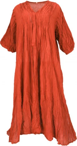 Boho Maxikleid, Luftiges Langes Sommerkleid Für Starke Frauen Im Crash Look - Orange