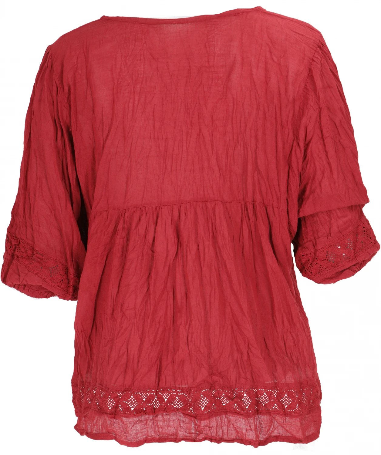 Boho Krinkelbluse, Weites Blusenshirt Im Crash-Look - Rot 5 Boho Krinkelbluse, Weites Blusenshirt Im Crash-Look - Rot – Bild 3
