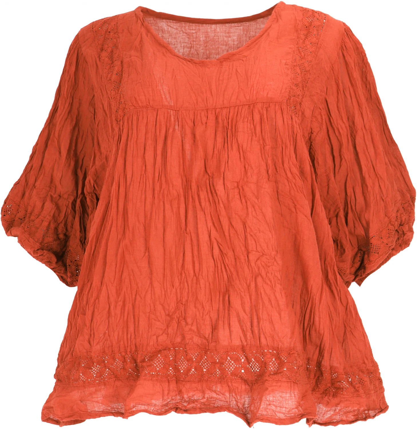 Boho Krinkelbluse, Weites Blusenshirt Im Crash-Look - Orange 3 Boho Krinkelbluse, Weites Blusenshirt Im Crash-Look - Orange