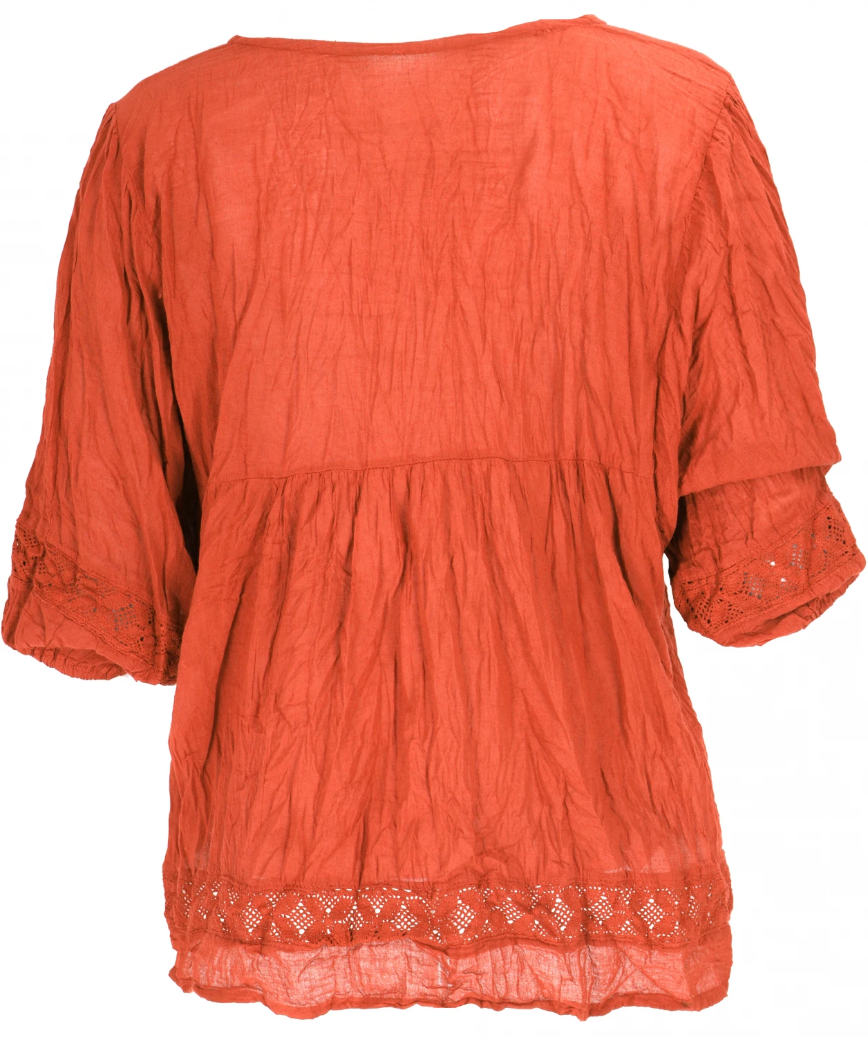 Boho Krinkelbluse, Weites Blusenshirt Im Crash-Look - Orange 5 Boho Krinkelbluse, Weites Blusenshirt Im Crash-Look - Orange – Bild 3