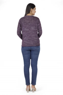 Feinstrick Wickelshirt, Yogashirt, Langarmshirt - Aubergine Melliert -Modebekleidungsgeschäft 51848 3 29 20234055 ago0001