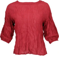 Boho Krinkelbluse, Blusenshirt, Crash Blusentop - Rot