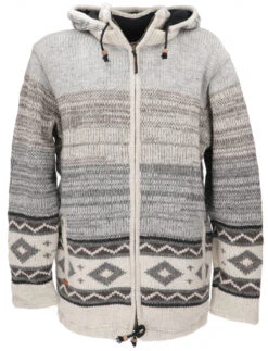 Kuschelige Gefütterte Strickjacke, Wolljacke, Nepaljacke - Modell 1