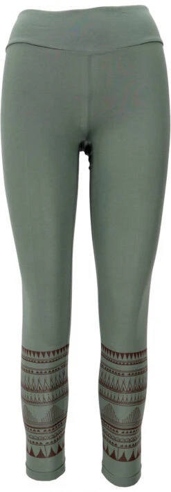 Tribal Print Yoga-Hose, Yoga Leggings Bio-Baumwolle - Grün