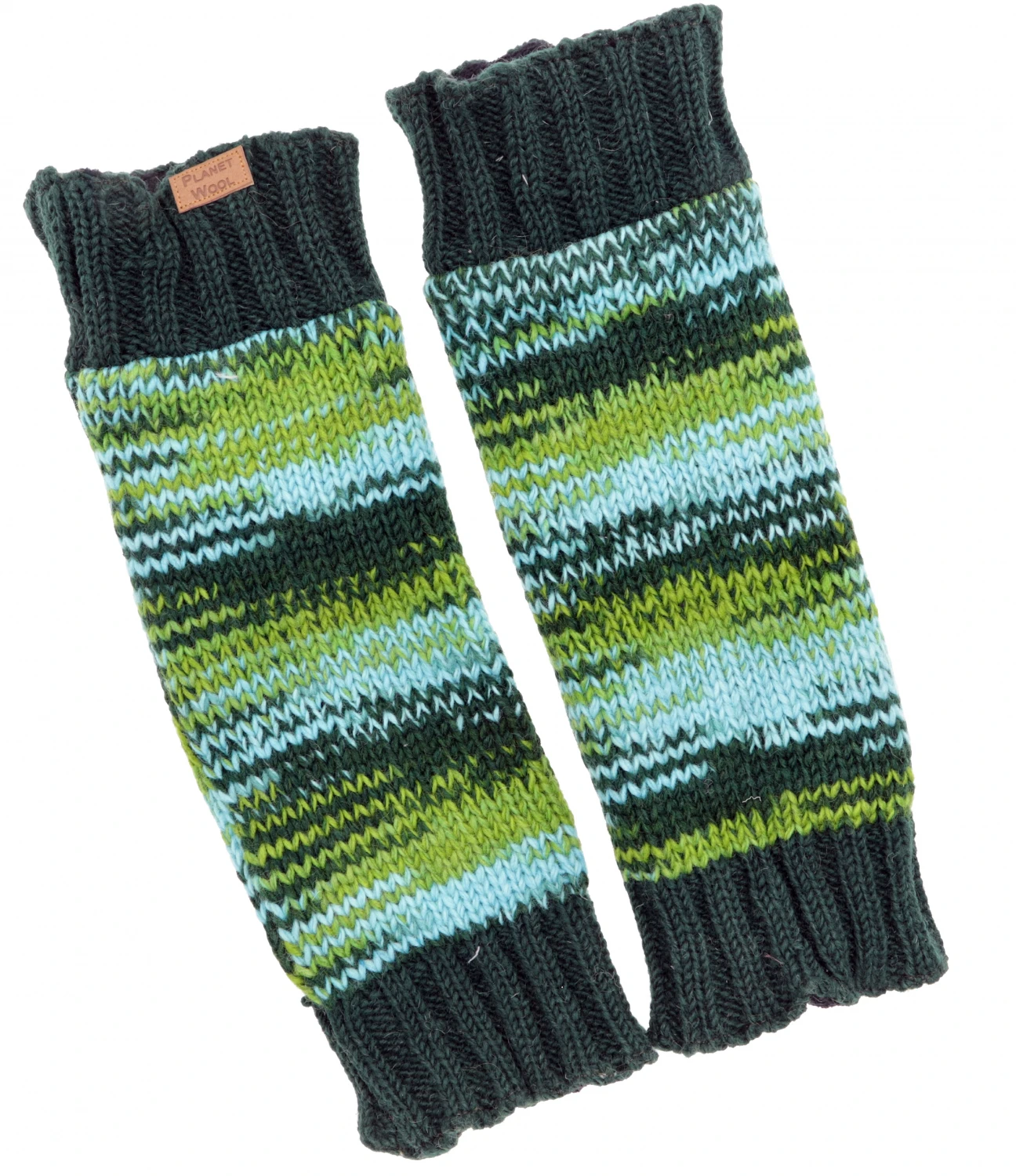 Wollstulpen Aus Nepal, Beinstulpen Aus Schurwolle Ton In Ton - Grün - 42x13 Cm 4 Wollstulpen Aus Nepal, Beinstulpen Aus Schurwolle Ton In Ton - Grün - 42x13 Cm – Bild 2