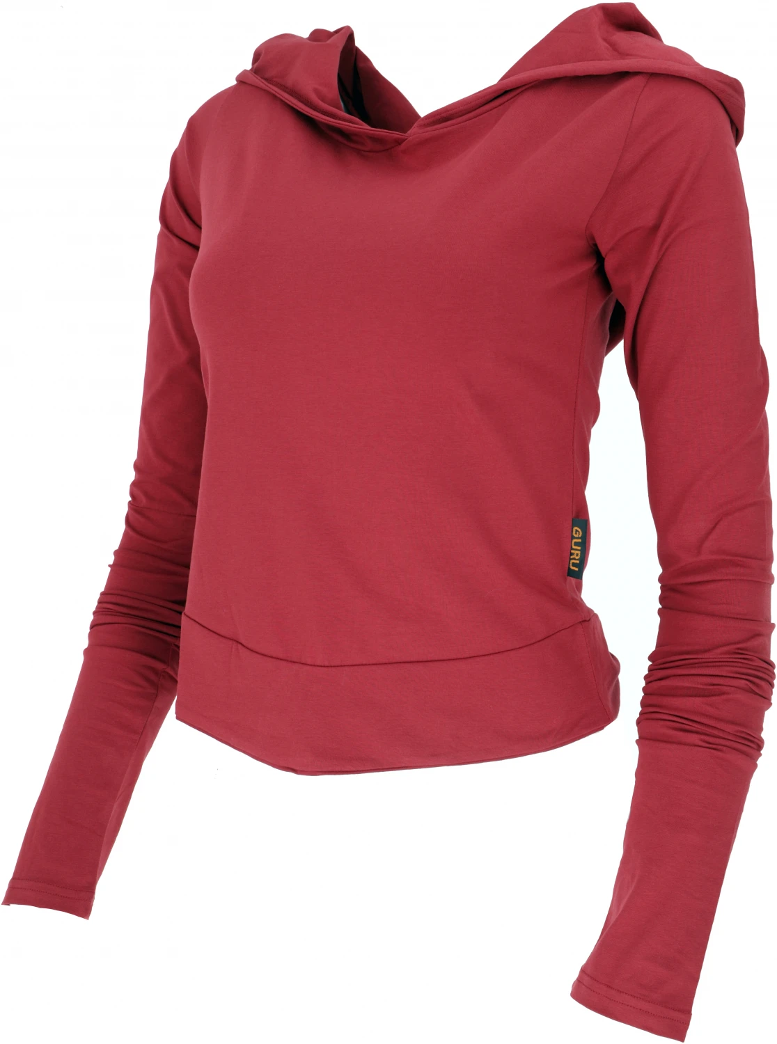 Langarmshirt Aus Biobaumwolle Mit überlangen Ärmeln Zum Raffen Und Riesiger Kapuze - Rot 4 Langarmshirt Aus Biobaumwolle Mit überlangen Ärmeln Zum Raffen Und Riesiger Kapuze - Rot – Bild 2