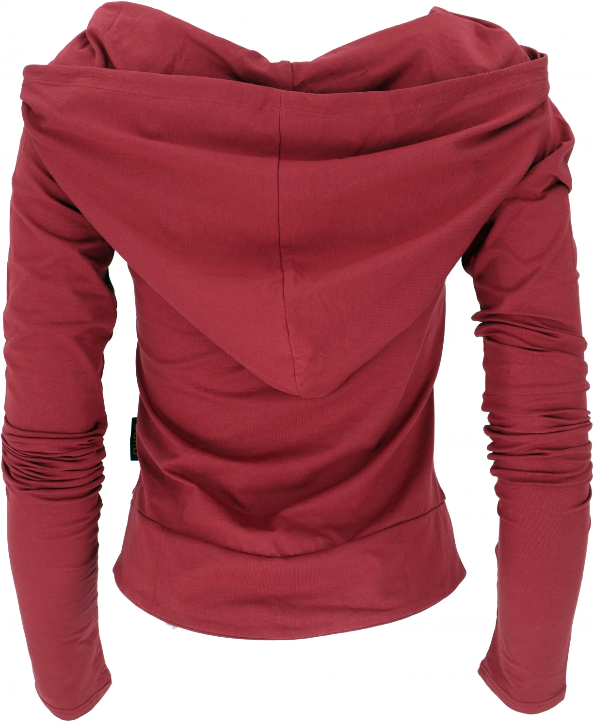 Langarmshirt Aus Biobaumwolle Mit überlangen Ärmeln Zum Raffen Und Riesiger Kapuze - Rot 5 Langarmshirt Aus Biobaumwolle Mit überlangen Ärmeln Zum Raffen Und Riesiger Kapuze - Rot – Bild 3