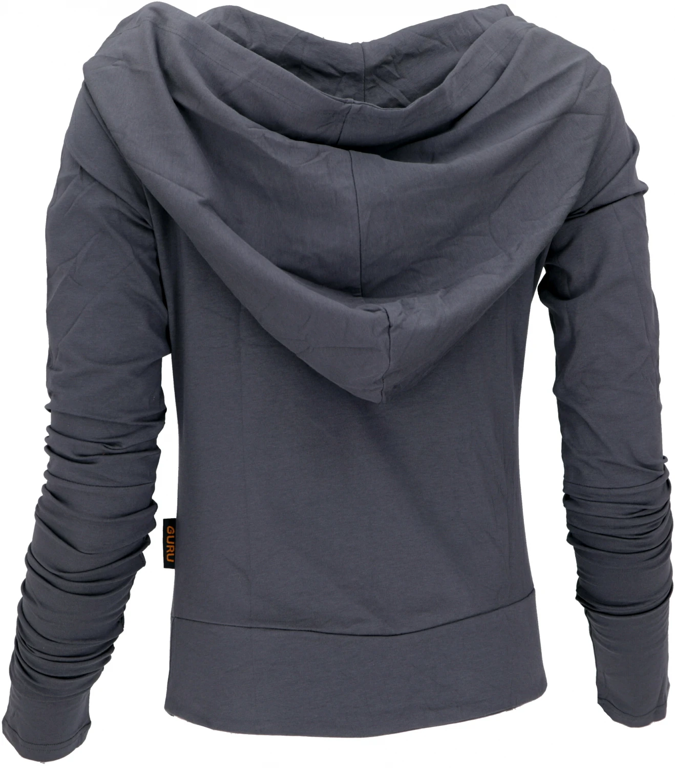 Langarmshirt Aus Biobaumwolle Mit überlangen Ärmeln Zum Raffen Und Riesiger Kapuze - Charcoal 5 Langarmshirt Aus Biobaumwolle Mit überlangen Ärmeln Zum Raffen Und Riesiger Kapuze - Charcoal – Bild 3