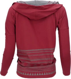 Lockeres Longshirt Aus Bio-Baumwolle, Boho Shirt Schalkapuze - Rot/grau -Modebekleidungsgeschäft 52153 3 th 20234055trance trip 2022 222