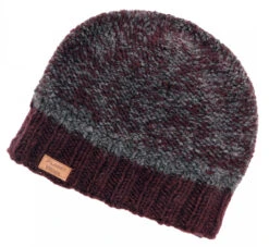 Kuschelige, Handgestrickte Wollmütze In Hübschen Ton In Ton Muster, Wintermütze - Weinrot/grau -Modebekleidungsgeschäft 52169 3 th 20234055muetzen handschuhe planet 2022 18