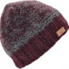 Kuschelige, Handgestrickte Wollmütze In Hübschen Ton In Ton Muster, Wintermütze - Weinrot/grau -Modebekleidungsgeschäft 52169 3 th 20234055muetzen handschuhe planet 2022 22