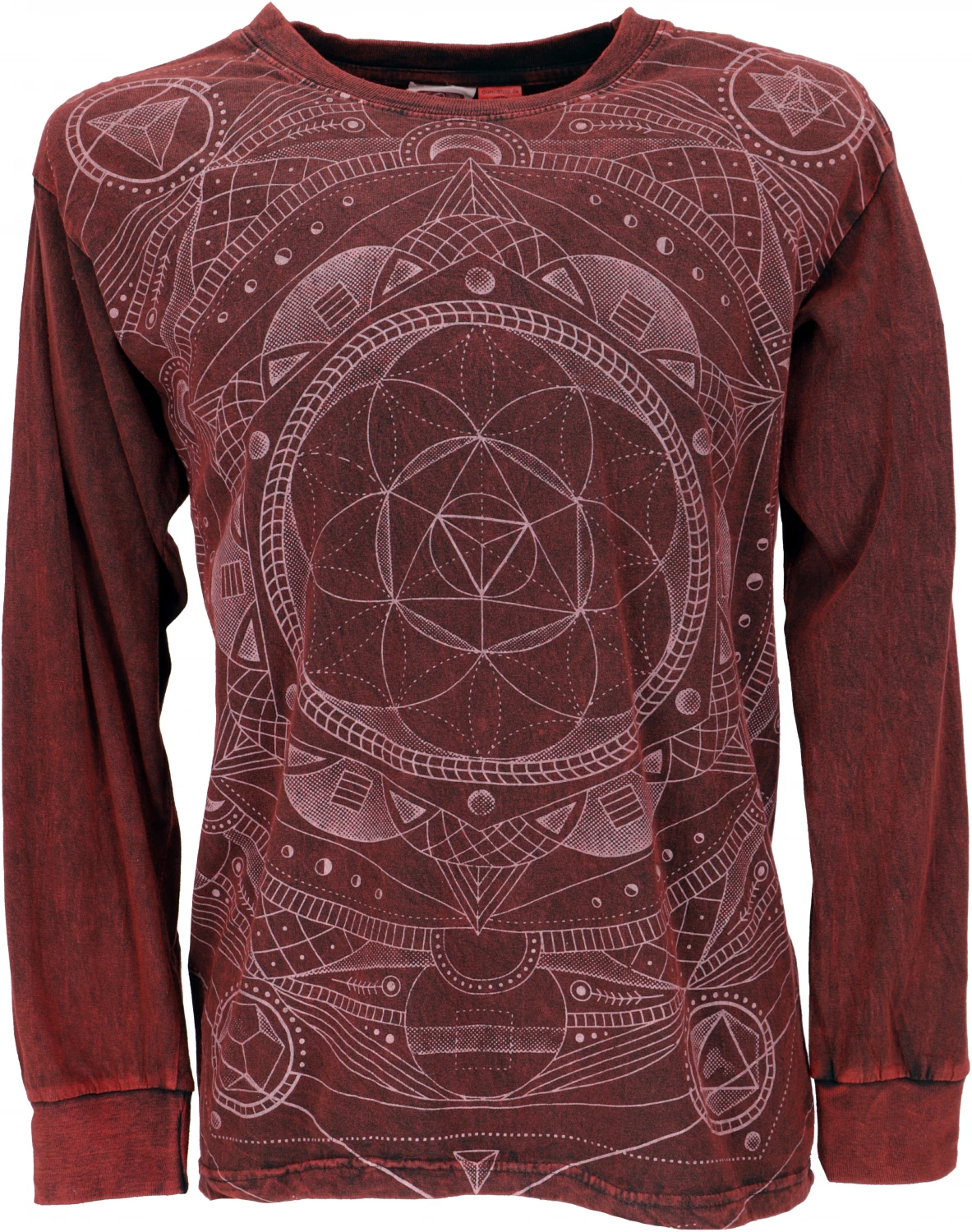 Langarmshirt Mandala, Stonewash Goa Shirt - Weinrot 3 Langarmshirt Mandala, Stonewash Goa Shirt - Weinrot