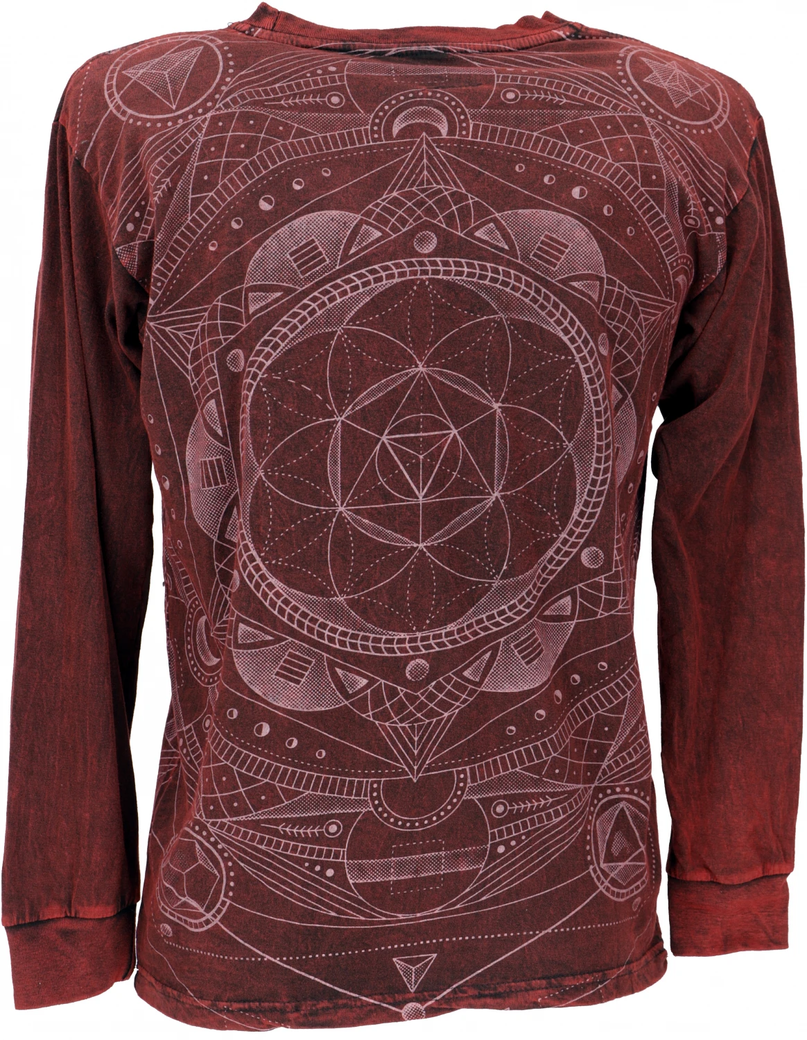 Langarmshirt Mandala, Stonewash Goa Shirt - Weinrot 4 Langarmshirt Mandala, Stonewash Goa Shirt - Weinrot – Bild 2