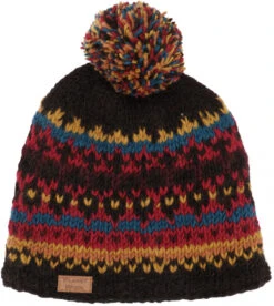 Bommelmütze Aus Nepal, Mütze Aus Schurwolle, Wintermütze - Dunkelbraun/kurkuma -Modebekleidungsgeschäft 52219 3 th 20234055muetzen handschuhe planet 2022 140