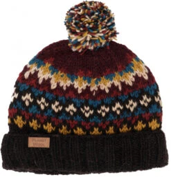 Bommelmütze Aus Nepal, Mütze Aus Schurwolle, Wintermütze - Braun/weinrot -Modebekleidungsgeschäft 52225 3 th 20234055muetzen handschuhe planet 2022 136