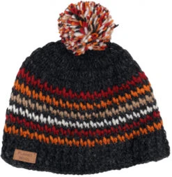 Bommelmützel Aus Nepal, Mütze Aus Schurwolle, Wintermütze - Grau/orange -Modebekleidungsgeschäft 52228 3 th 20234055muetzen handschuhe planet 2022 134