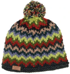 Bommelmütze Aus Nepal, Mütze Aus Schurwolle, Wintermütze - Grün/rost -Modebekleidungsgeschäft 52252 3 th 20234055muetzen handschuhe planet 2022 231