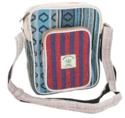 Unikat Hanf Schultertasche, Kleine Nepaltasche - Modell 3 - 23x18x6 Cm