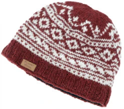 Wollmütze Aus Nepal, Handgestrickte Mütze, Strickmütze, Wintermütze - Weinrot/weiß -Modebekleidungsgeschäft 52410 3 th 202340559x1wolle chandra kala 36