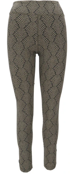 Jaquard Yoga-Hose, Yoga Leggings Bio-Baumwolle - Olive/schwarz