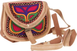 Unikat Vintage Hippietasche, Tasche Aus Ziegenleder, Schultertasche, Bestickete Ledertasche - Farbe 4 - 12x17x4 Cm