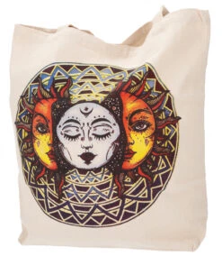 No Time Shopper Tasche, Stabile Einkaufstasche, Strandtasche, Yogatasche - Sonne-Mond - 48x45x13 Cm