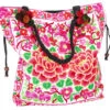 Große Schultertasche, Hippie Shopper Tasche Chiang Mai, Bestickter Beutel - Weiß/pink - 42x42x10 Cm -Modebekleidungsgeschäft 52715 11 2133 1359taschen thailand 2023 136