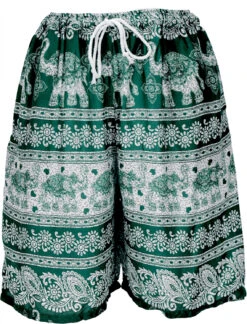 Leichte Shorts, Kurze Unisex Hose Mit Elefanten-Print - Grün