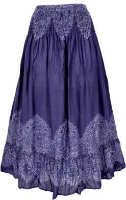 Boho Stufenrock, Strandrock, 3/4 Sommerrock - Blau